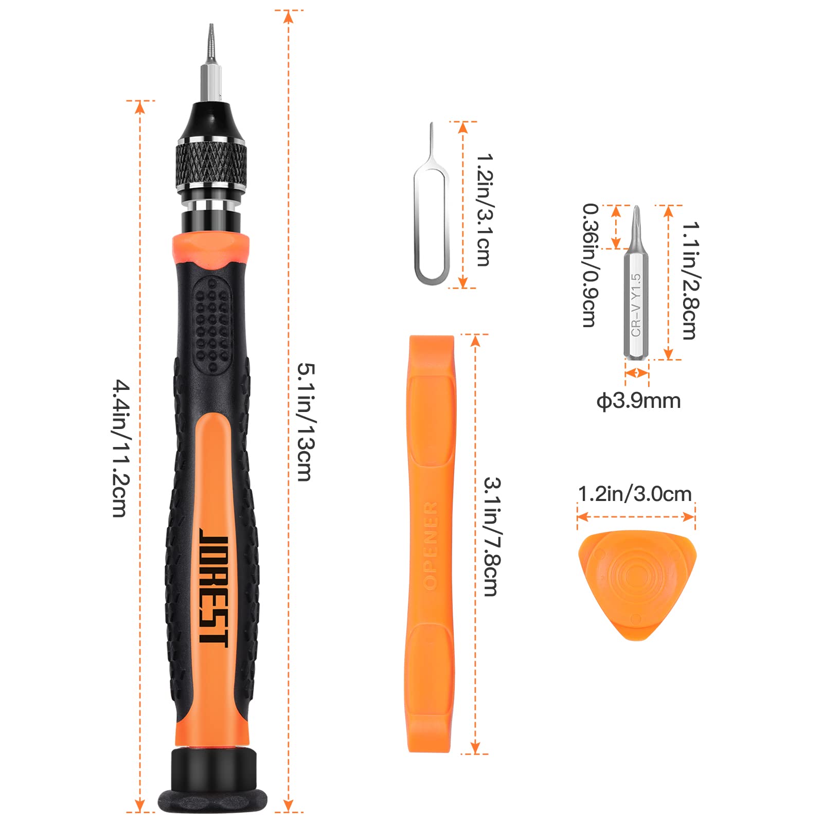 JOREST 40Pcs Small Precision Screwdriver Set with Torx Triwing Phillips, Mini Repair Tool Kit for Macbook, Computer, Laptop, PC, iPhone, PS5, Xbox, Switch, Glasses, Watch, Ring Doorbell, Electronics