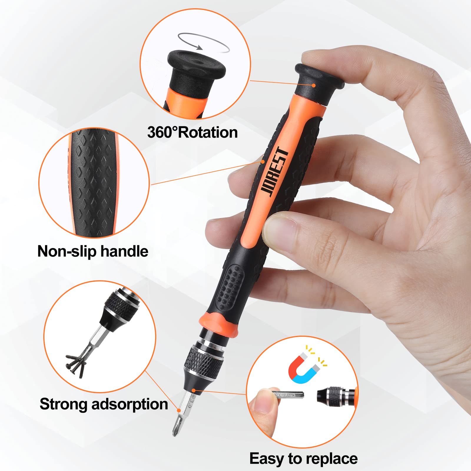 JOREST 40Pcs Small Precision Screwdriver Set with Torx Triwing Phillips, Mini Repair Tool Kit for Macbook, Computer, Laptop, PC, iPhone, PS5, Xbox, Switch, Glasses, Watch, Ring Doorbell, Electronics